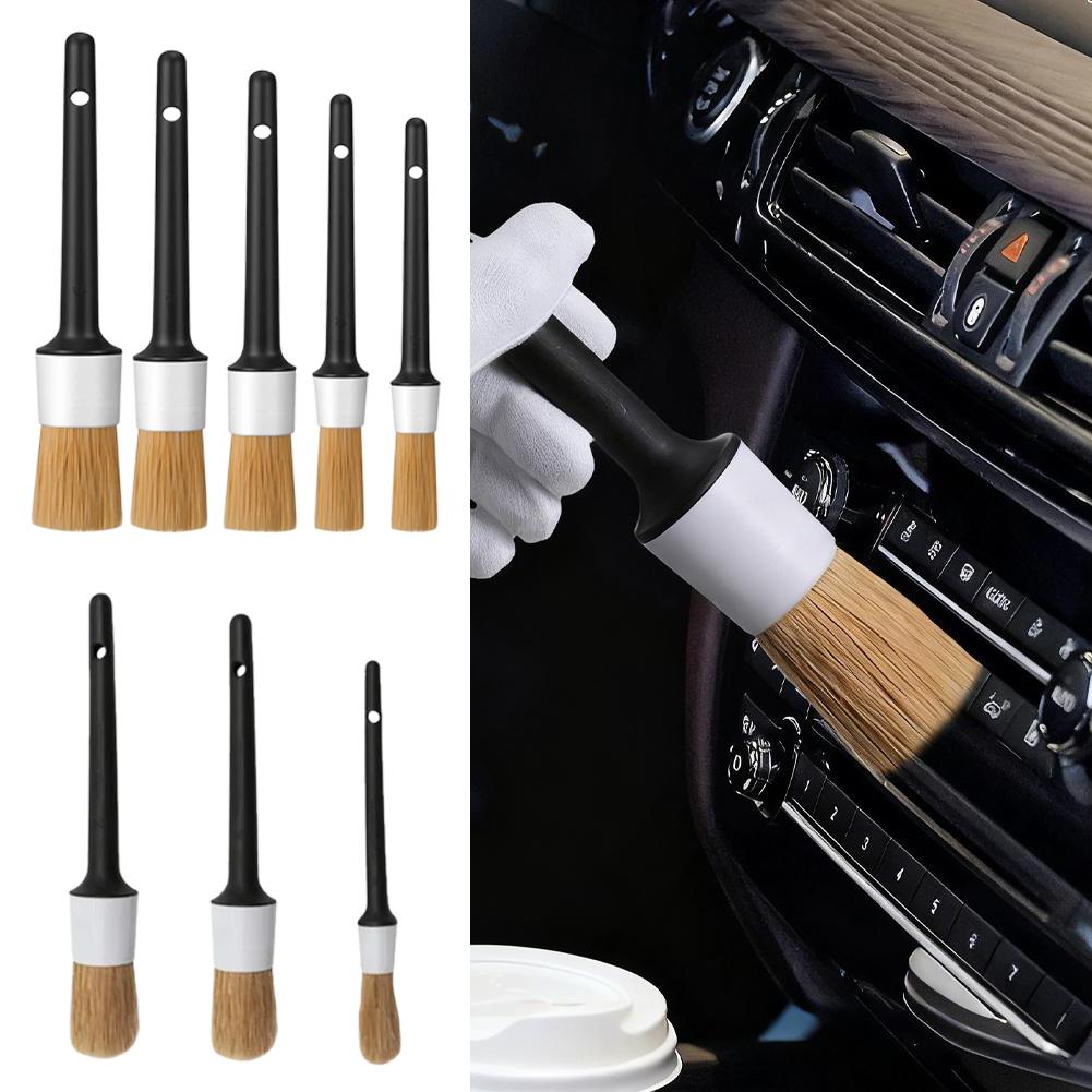Car Detailing Brush Set Boar Hair Interior - Conjunto de 3/5 Escovas para Detalhamento