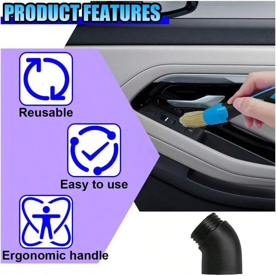 Car Detailing Brush Set Boar Hair Interior - Conjunto de 3 Escovas para Detalhamento