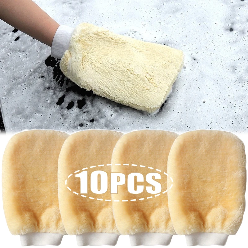 1-10 pçs luvas de lavagem de c - Car Detailing Wash Mitt Microfiber Wool avaliação e preço
