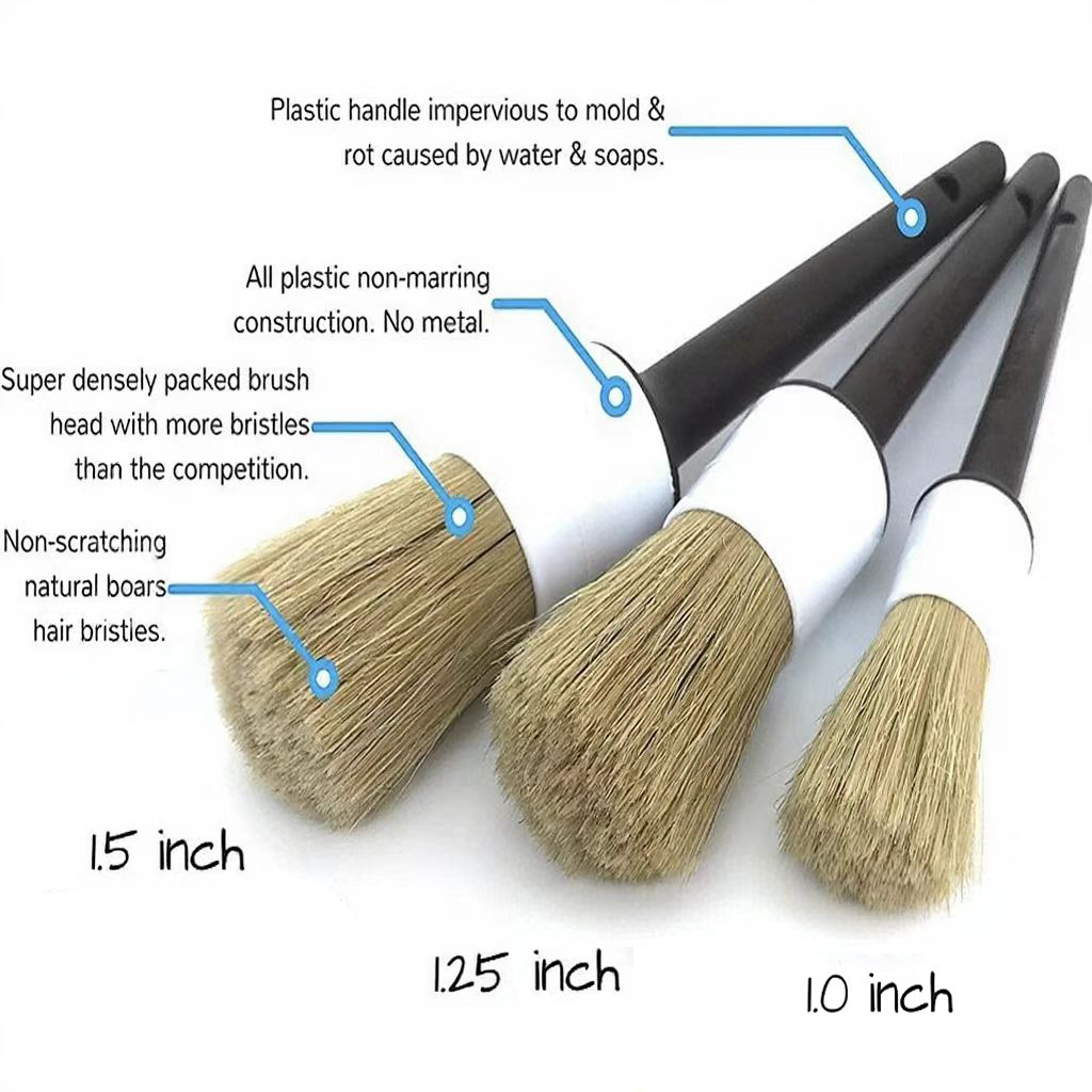 Conjunto de 3 Escovas para Det - Car Detailing Brush Set Boar Hair Interior avaliação e preço