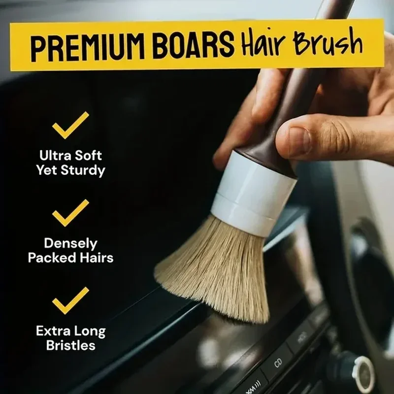 Conjunto de 3 Escovas para Det - Car Detailing Brush Set Boar Hair Interior avaliação e preço