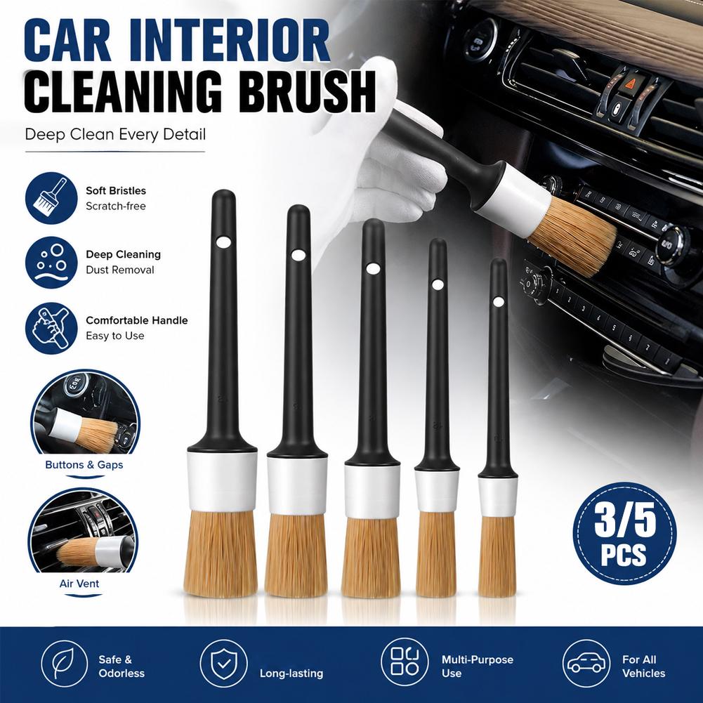 Conjunto de 3/5 Escovas para D - Car Detailing Brush Set Boar Hair Interior avaliação e preço
