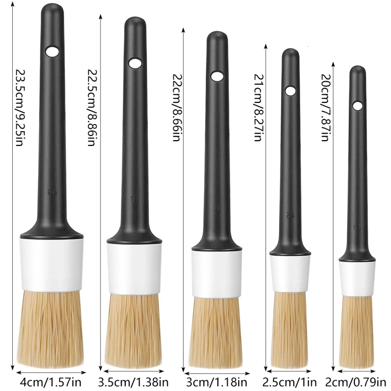 Conjunto de 3/5 escovas para l - Car Detailing Brush Set Boar Hair Interior avaliação e preço