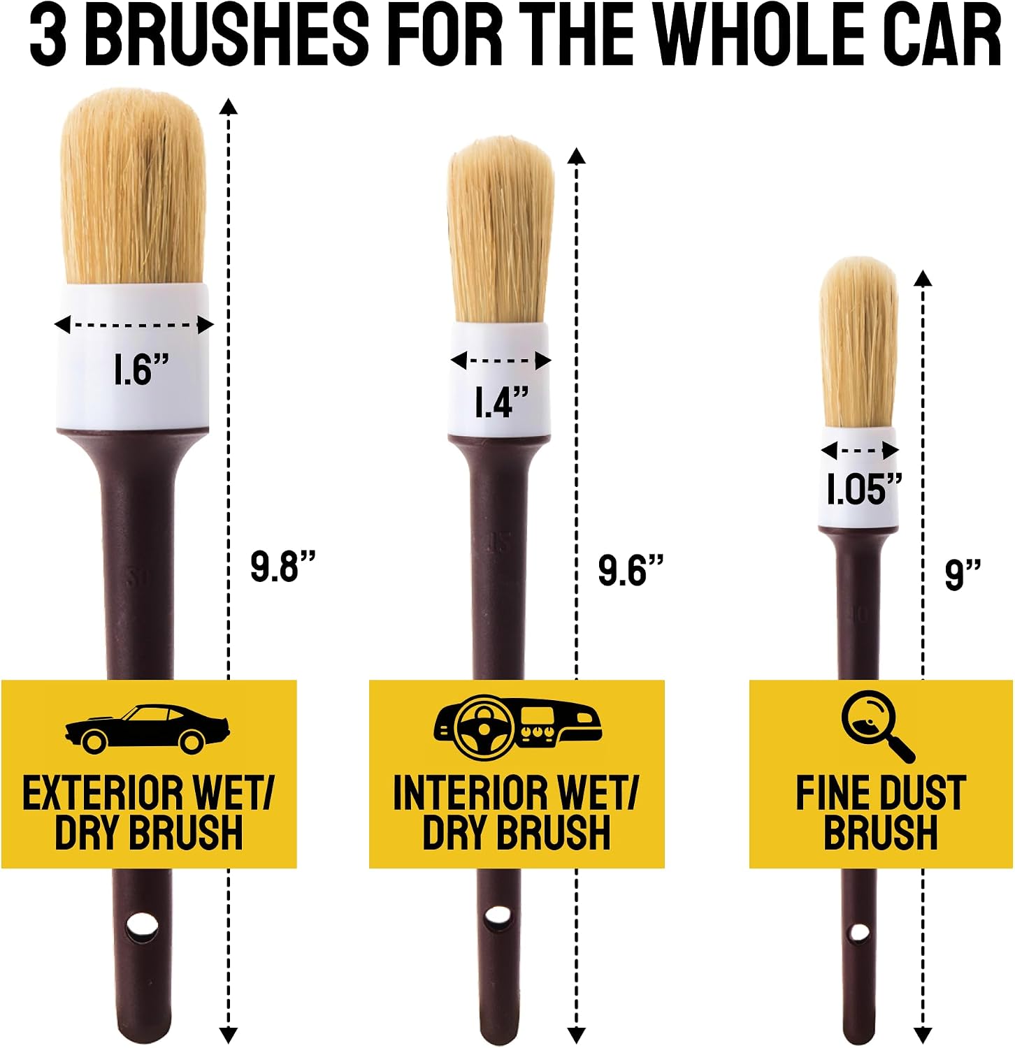 Conjunto de Escovas para Detal - Car Detailing Brush Set Boar Hair Interior avaliação e preço
